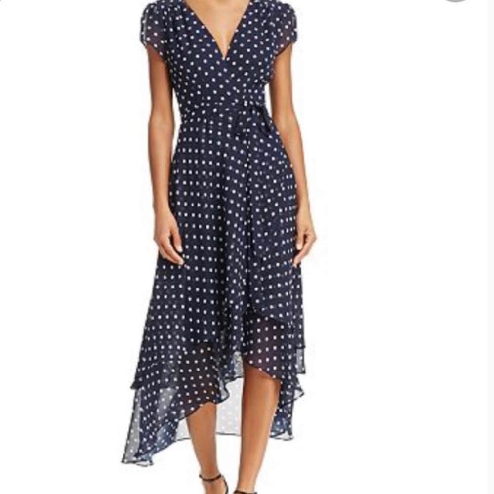 Betsey Johnson Navy Polka Dot Wrap Dress